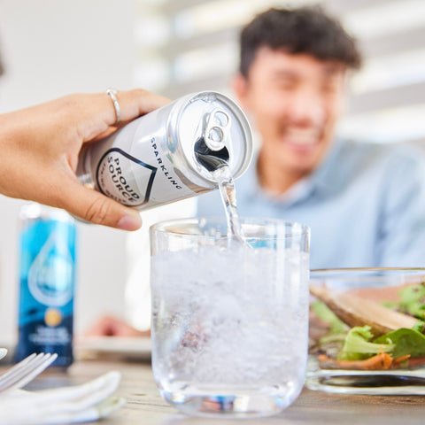 Sparkling Natural Spring Water Lightly Carbonated Water Cans PROUD SOURCE WATER