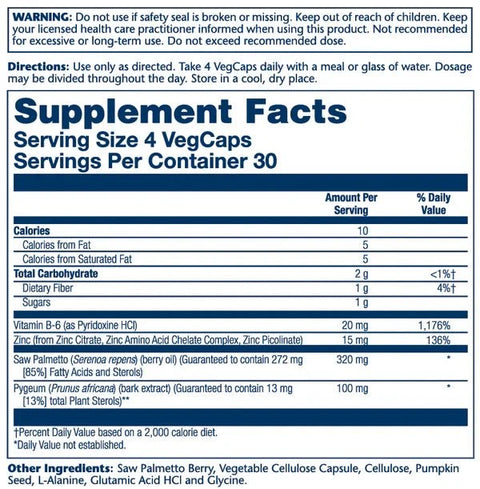 Pygeum & Saw Palmetto Extracts with Zinc 120 Caps