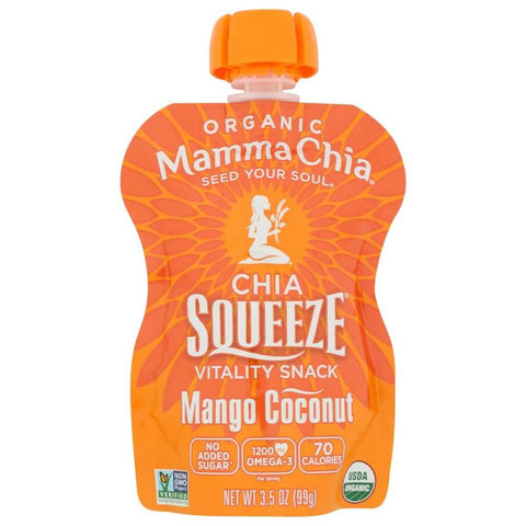 Mango Coconut Organic Chia Squeeze 3.5 oz Snack MAMMACHIA