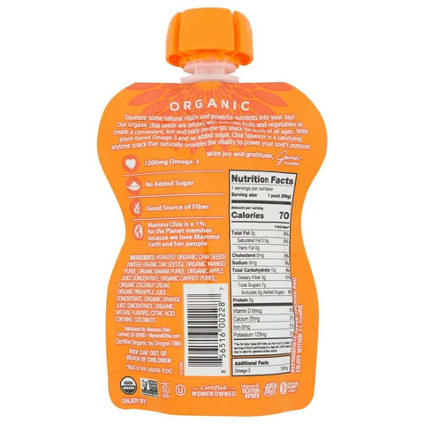 Mango Coconut Organic Chia Squeeze 3.5 oz Snack MAMMACHIA