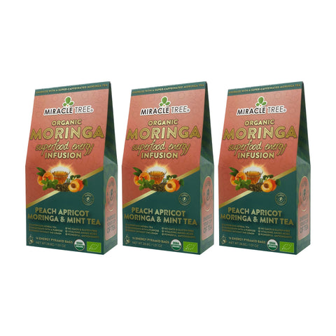 Organic Moringa Energy Tea - Peach Mint Apricot - Natural Coffee Alternative