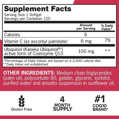 Qunol Mega Ubiquinol CoQ10, 100 mg -120 Caps