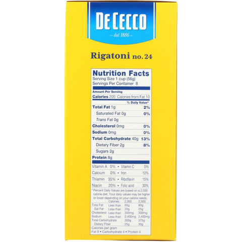 Rigatoni No 24 Pasta 16 oz DE CECCO