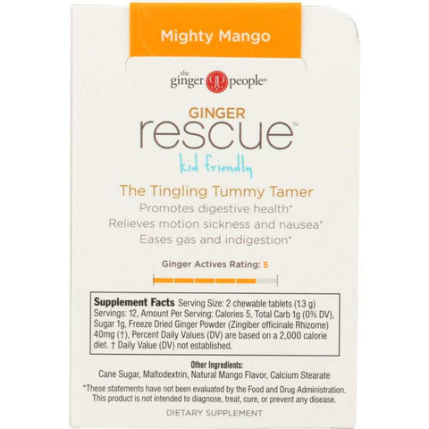 Ginger Rescue Mighty Mango Chewable Ginger Tablets THE GINGER PEOPLE
