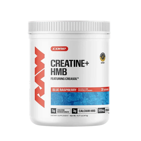 RAW Nutrition Creatine + HMB Powder | 5g Creatine Monohydrate + Recovery Support | 30 Servings