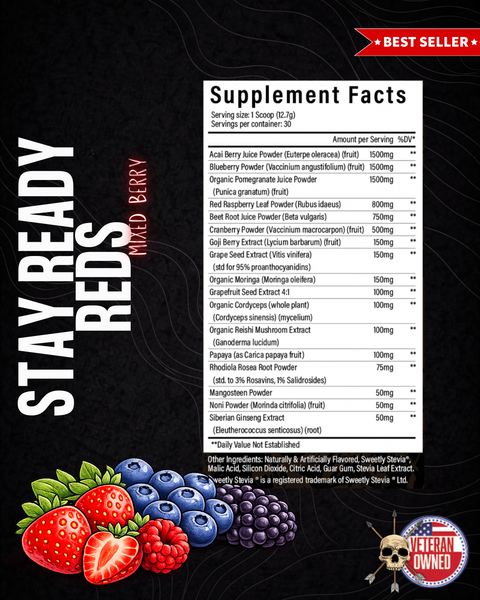 STAY READY Reds Herbal Supplement Mixed Berry Blend Alpha Country Training + Nutrition
