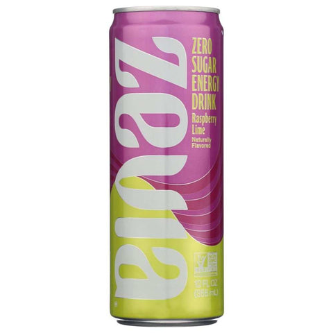 ZEVIA Raspberry Lime Zero Sugar Natural Energy Drink 12fl oz