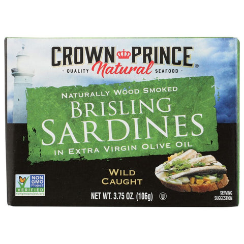 Brisling Sardines in Extra Virgin Olive Oil 3.75 oz CROWN PRINCE