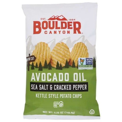 Olive Oil Sea Salt and Cracked Pepper Kettle Style Potato Chips 5.25 oz BOULDER CANYON