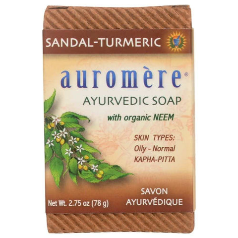Sandal Turmeric Ayurvedic Soap 2.75 oz Bar AUROMERE