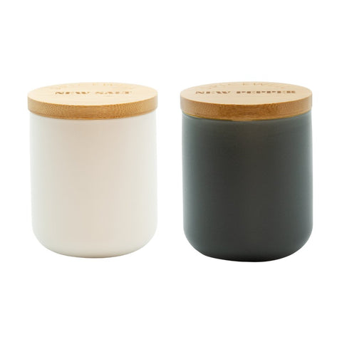 Spicewell Ceramic Pinch Pots with Bamboo Lids & Scoop Duo Set