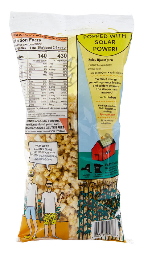 Bjorn Qorn Spicy Popcorn 3oz Bags 12-Pack Case