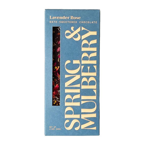 Lavender Rose Date Sweetened Dark Chocolate 2.01OZ Spring & Mulberry
