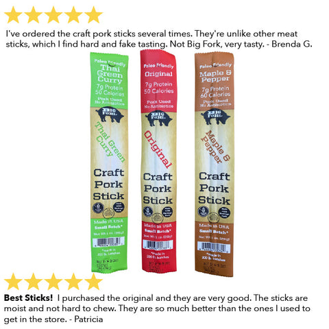 Craft Pork Snack Stick Collection 60 Sticks Total Big Fork Brands