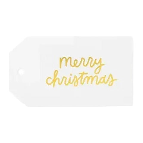 Gold Merry Christmas Gift Tag Letterpress Style Sugar Paper