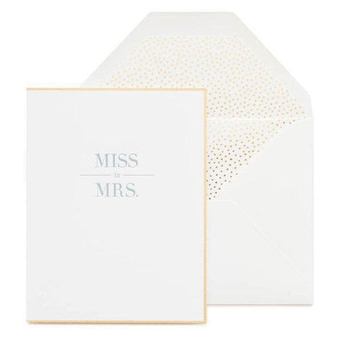 Miss To Mrs Folded Card Letterpress Greeting Card Sugar Paper