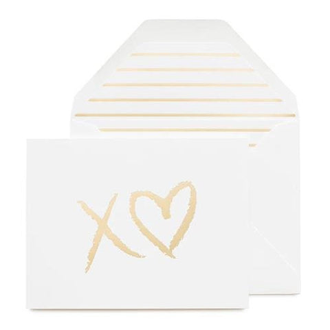 XO Heart Letterpress Folded Card Sugar Paper