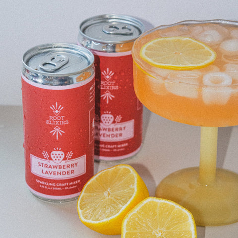 Sparkling Strawberry Lavender Premium Cocktail Mixer 8 Cans 7.5 oz Root Elixirs