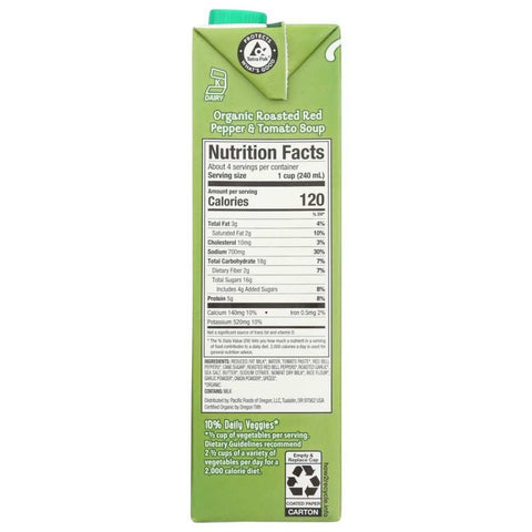 Organic Roasted Red Pepper and Tomato Soup 32 oz PACIFIC FOODS