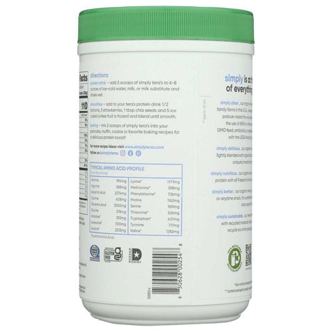 Organic Whey Protein Bourbon Vanilla 12 oz Powder SIMPLY TERAS