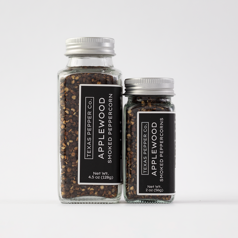 Applewood Smoked Peppercorn Half-Cracked Black Peppercorns Texas Salt Co
