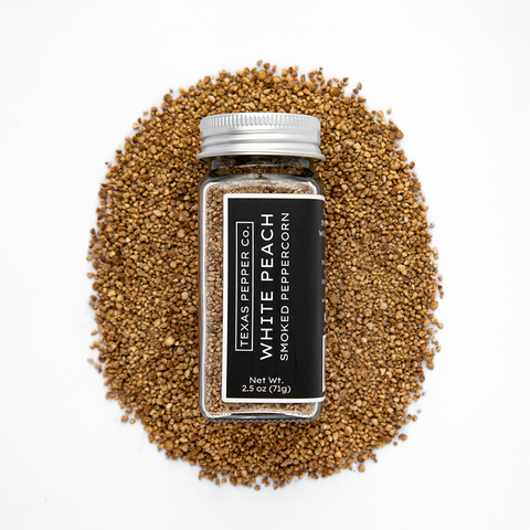 White Peach Smoked Half Cracked White Peppercorn Spice Texas Salt Co
