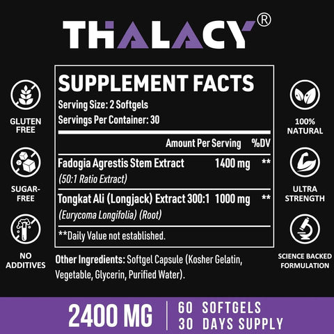 Thalacy 2400mg Fadogia Agrestis Tongkat Ali Supplement