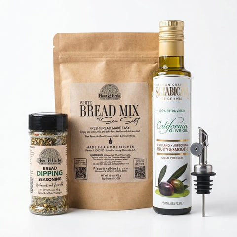Artisan Bread Mix Gift Box with Olive Oil and Seasoning The Bread-Making Experience Gift Box