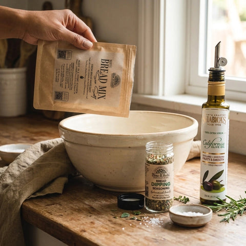 Artisan Bread Mix Gift Box with Olive Oil and Seasoning The Bread-Making Experience Gift Box