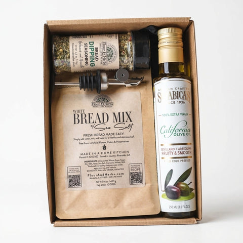 Artisan Bread Mix Gift Box with Olive Oil and Seasoning The Bread-Making Experience Gift Box