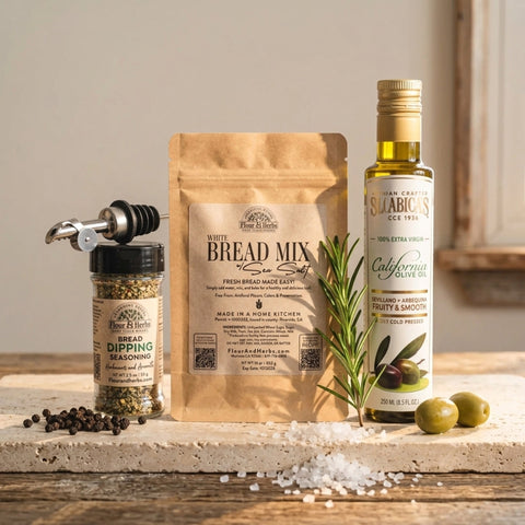 Artisan Bread Mix Gift Box with Olive Oil and Seasoning The Bread-Making Experience Gift Box