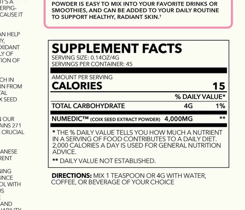 Coix Seed Extract Powder 100% Non-GMO Tone and Glow