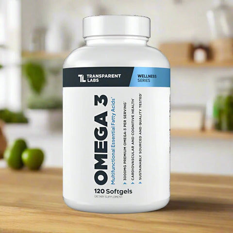 Transparent Labs Omega-3 | High Potency Fish Oil | 3,000mg Omega-3 | EPA + DHA Support - 120 Softgels