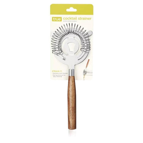 Stainless Steel Hawthorne Cocktail Strainer w Acacia Handle True