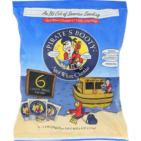Aged White Cheddar Rice and Corn Puffs Snack 6Pk PIRATE BRANDS