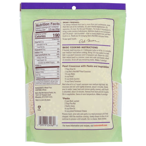 Traditional Pearl Couscous Toasted Semolina Flour 16 oz BOB'S RED MILL