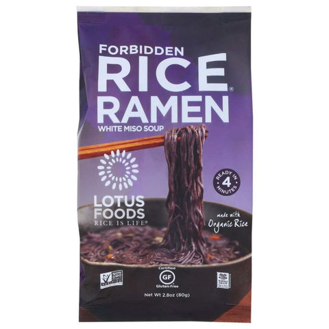 Forbidden Rice Ramen With White Miso Soup 2.8 oz Lotus Foods