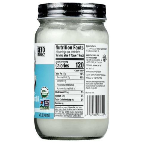 Organic Virgin Coconut Oil Unrefined 14 fl oz Spectrum Naturals