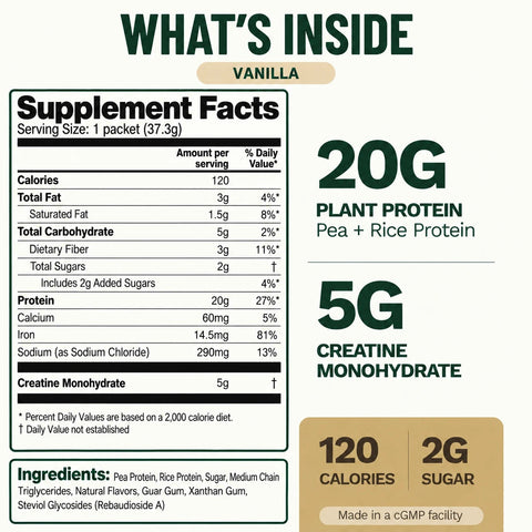 Vegan Protein Travel Packets 2-in-1 Protein + Creatine