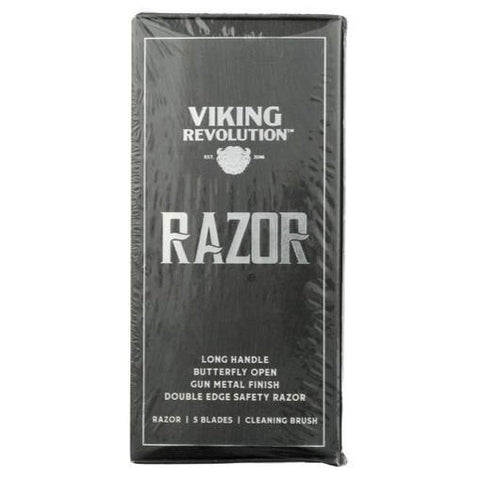 Gun Metal Razor with 5 Blades Safety Razor Viking Revolution