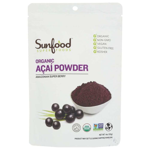 Acai Powder Organic 4 oz Superfood SUNFOOD SUPERFOODS