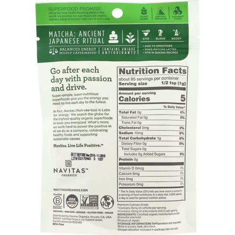 Organic Matcha Powder Premium Grade Tea NAVITAS