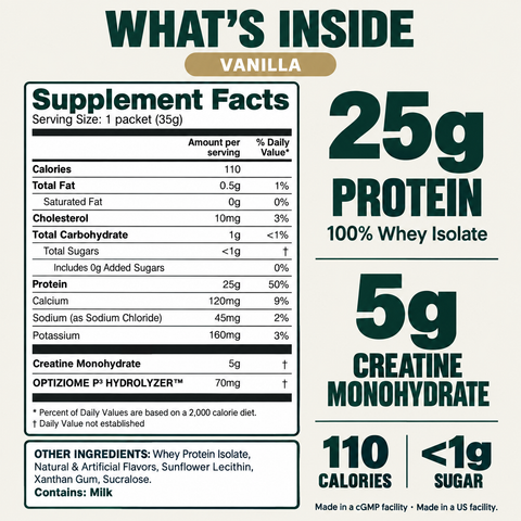 Whey Protein Isolate + Creatine 2-in-1 Travel Packets