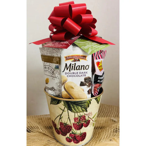 Jenny's Small Berry Gift Tin Basket - Gourmet Snacks in Reusable Berry Tin