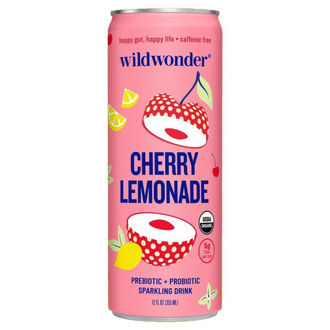 Cherry Lemonade Organic Prebiotic + Probiotic Sparkling Drink Wildwonder 12OZ