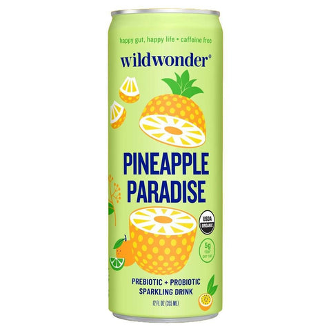 Pineapple Paradise Organic Prebiotic Probiotic Sparkling Drink Wildwonder 12OZ