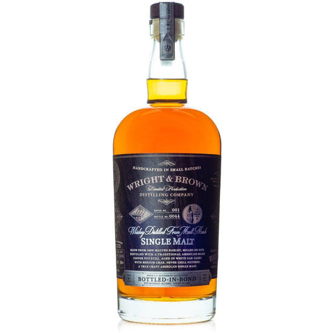 Bottled-In-Bond Single Malt Whiskey 100% Malted Barley Wright & Brown