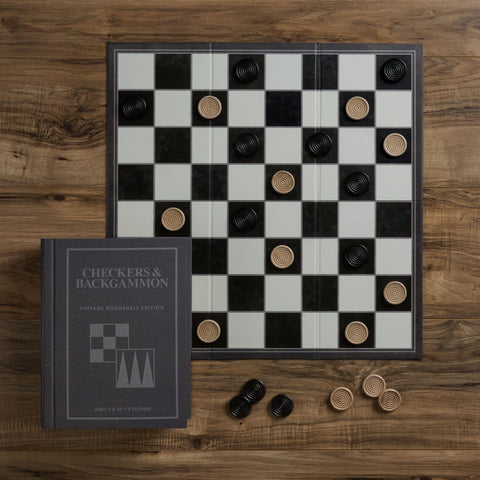 Checkers & Backgammon Vintage Bookshelf Edition Board Game WS Game Company