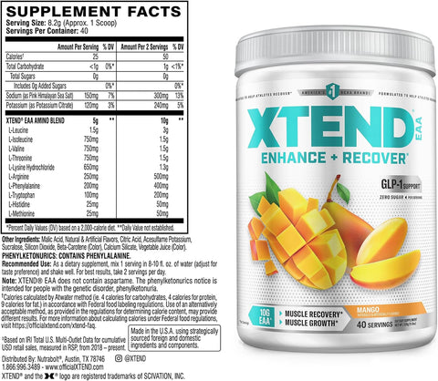 Essential Amino Acids Powder 40 Servings EAA Supplement XTEND
