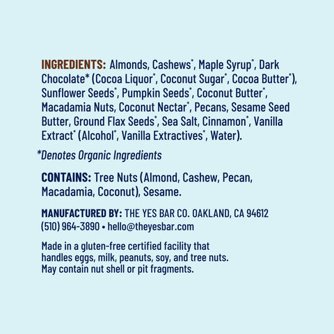 Dark Chocolate Chip Nutrient Pack Snack Bars 6 Packs YES BAR®